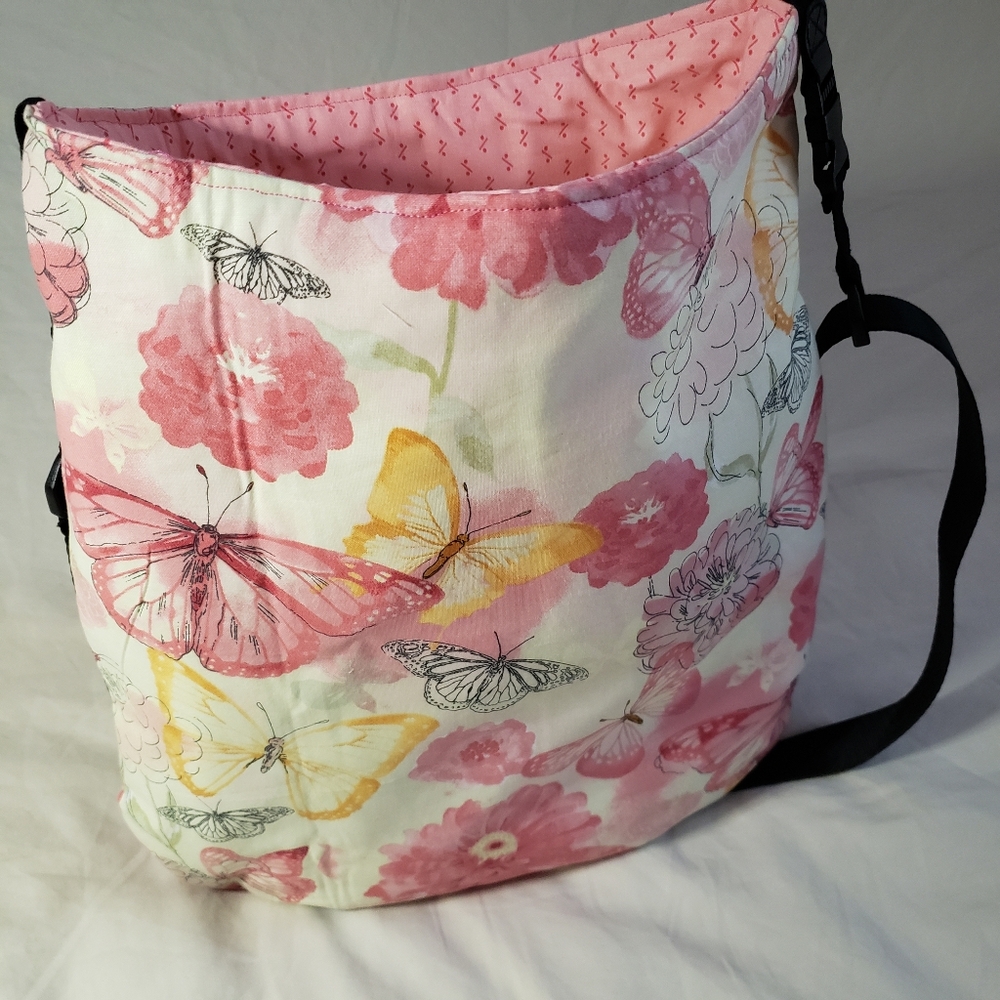 Peachy-Pink Shoulder Bag with Floral Accents